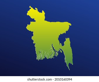 Vector green gradient of Bangladesh map on dark background.