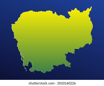 Vector green gradient of Cambodia map on dark background.