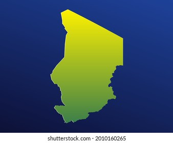 Vector green gradient of Chad map on dark background.