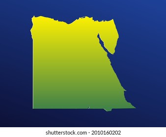 Vector green gradient of Egypt map on dark background.