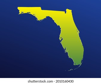 Vector green gradient of Florida map on dark background.
