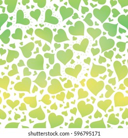 Vector Green Gradient Hearts Seamless Pattern Design Perfect for Valentines Day cards, fabric, scrapbooking, wallpaper.