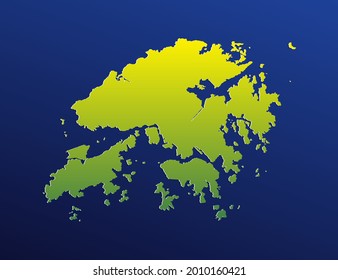 Vector green gradient of Hong Kong map on dark background.