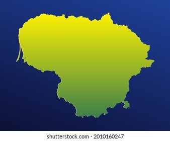 Vector green gradient of Lithuania map on dark background.