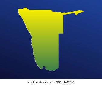 Vector green gradient of Namibia map on dark background.