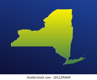Vector green gradient of New York map on dark background.