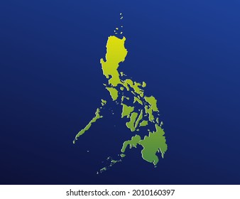 Vector green gradient of Philippines map on dark background.
