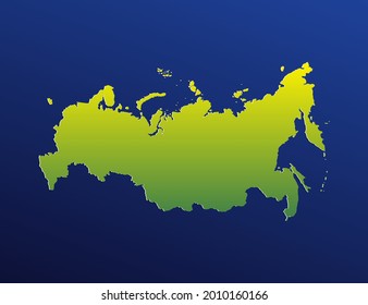 Vector green gradient of Russia map on dark background.