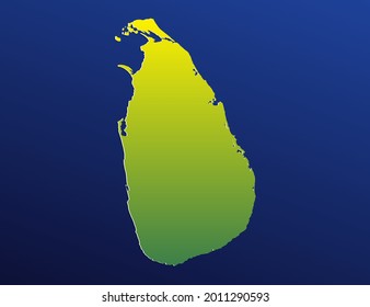 Vector green gradient of Sri Lanka map on dark background.