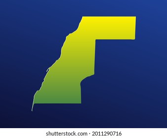 Gradiente verde vector del mapa del Sahara Occidental sobre fondo oscuro.