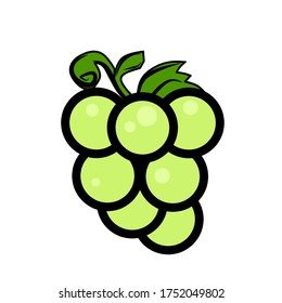 Uvas verdes vectoriales, fondo blanco