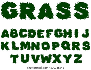 Vector green grass alphabet on a white background