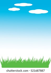 vector green grass and blue sky