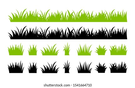 Vector green grass illustration: natural, organic, bio, eco label and shape on white background.