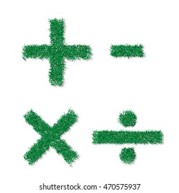 Vector green grass math symbols
