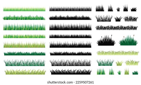 Vector green grass: natural, organic, bio, eco label and shape for background. Set icon