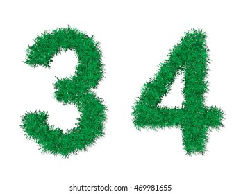Vector green grass number letters.
