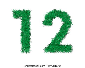 Vector green grass number letters.
