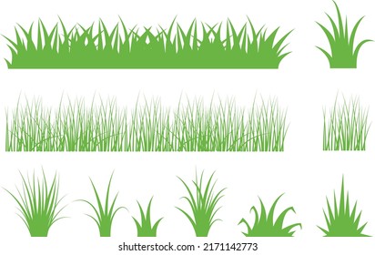 Vector green grass on white background. Natural, organic, bio, eco label and shape