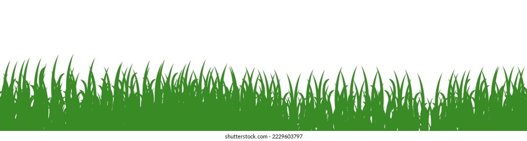 Vector green grass silhouette. Grass repeating background. Green grass silhouette background. Vector illustration