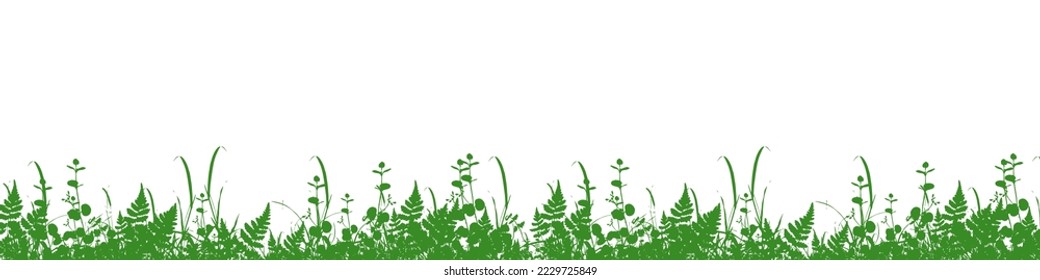 Vector green grass silhouette. Grass repeating background. Green grass silhouette background. Vector illustration