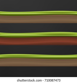 Vector green grass and spring flowers nature border patterns
