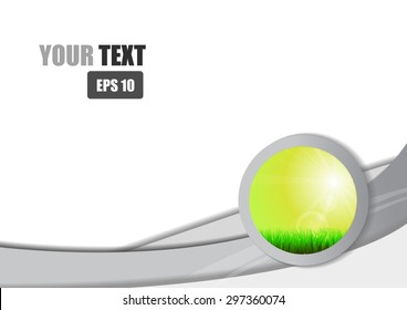 Vector : Green grass and sunny sky