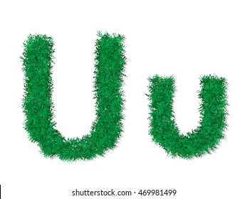 Vector green grass uppercase and lowercase alphabet letter.
