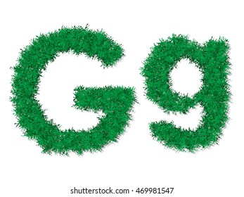 Vector green grass uppercase and lowercase alphabet letter.

