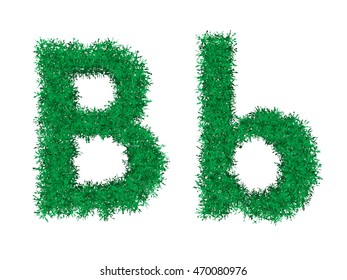 Vector green grass uppercase and lowercase alphabet letter.

