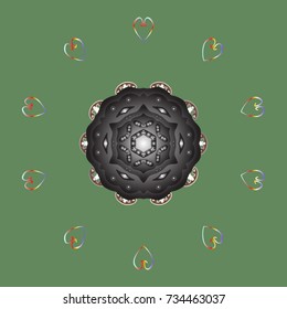 Vector. Green, gray and brown snowflakes. Holiday design for Christmas and New Year fashion prints. 