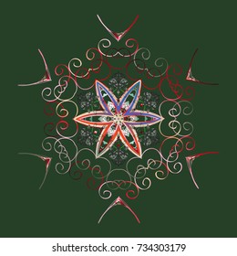 Vector. Green, gray and neutral snowflakes. Holiday design for Christmas and New Year fashion prints. Christmas background with snowflakes abstract background. Vector.