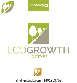 Vector Green Growth, Treeline Logo. Professional Corporate Identity, Visual Identity Icon.