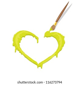 vector green grunge heart with place for text.
