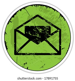 Vector Green Grunge Open E-Mail Button Icon