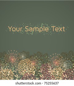 vector green grungy doodle frame with flowers