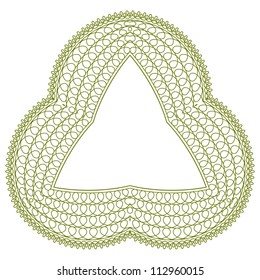 Vector green guilloche element for certificate, money design, decorative design element