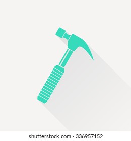 Vector green hammer icon on white background 