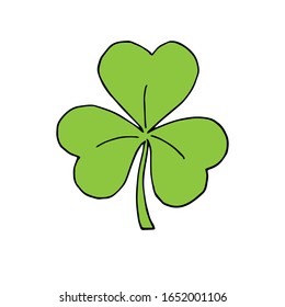 Vector green hand drawn doodle sketch shamrock clover icon isolated on white background