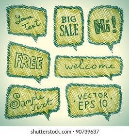 vector green hand-drawn speech bubbles