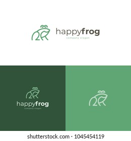 Vector green happy frog logo template