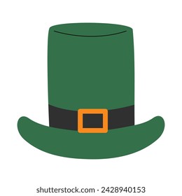 Vector green hat. Cap of leprechaun. White isolated background.