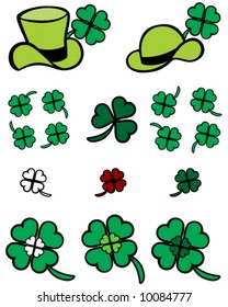 vector of green hats and shamrocks for St. Patrick's Day