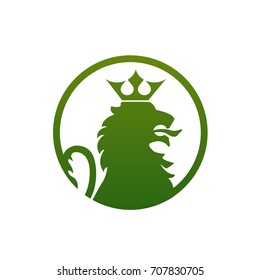 Vector Green Head Crowned Lion Logo