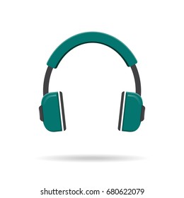 Vector green headphones icon isolated on modern white background