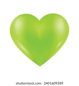 Vector green heart isolated on white background. happy valentine's day greeting template.