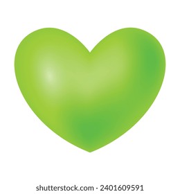 Vector green heart isolated on white background.