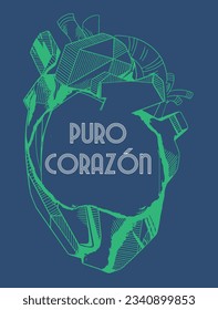 Corazón verde vectorial para camiseta
