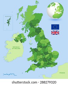 Vector Green high detail UK map