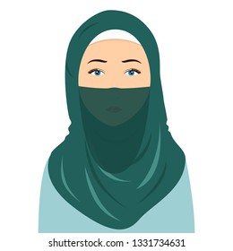 vector green hijab woman wearing a veil